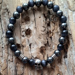 Bracelet homme | Oeil de chat et hématite | Lithothérapie | acier inoxydable | Presqu'îles bijoux | 62800 LIEVIN