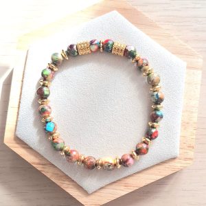 Bracelet femme | Jaspe impérial | Lithothérapie | acier inoxydable | Presqu'îles bijoux | 62800 LIEVIN