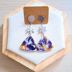 Boucles d'oreilles | acier inoxydable | acétate | Presqu'îles bijoux | 62800 LIEVIN