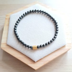 Bracelet femme | Hématite | Lithothérapie | acier inoxydable | Presqu'îles bijoux | 62800 LIEVIN