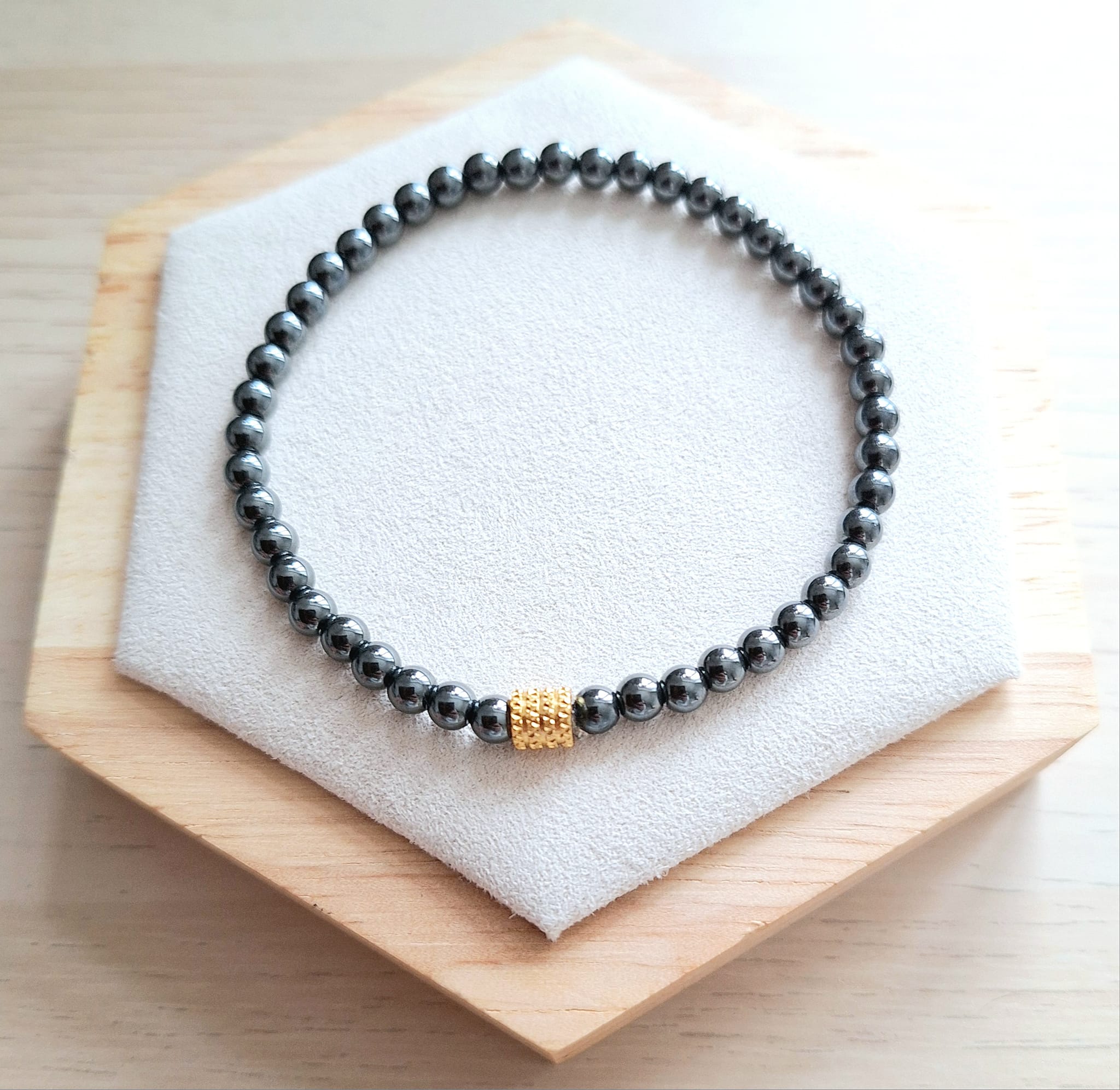 Bracelet femme | Hématite | Lithothérapie | acier inoxydable | Presqu'îles bijoux | 62800 LIEVIN