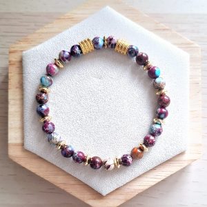 Bracelet femme | Jaspe impérial | Lithothérapie | acier inoxydable | Presqu'îles bijoux | 62800 LIEVIN