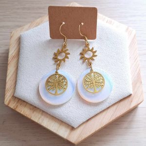 Boucles d'oreilles | acier inoxydable | imitation opalite | Presqu'îles bijoux | 62800 LIEVIN