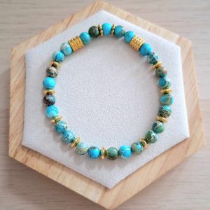 Bracelet femme | Jaspe impérial | Lithothérapie | acier inoxydable | Presqu'îles bijoux | 62800 LIEVIN