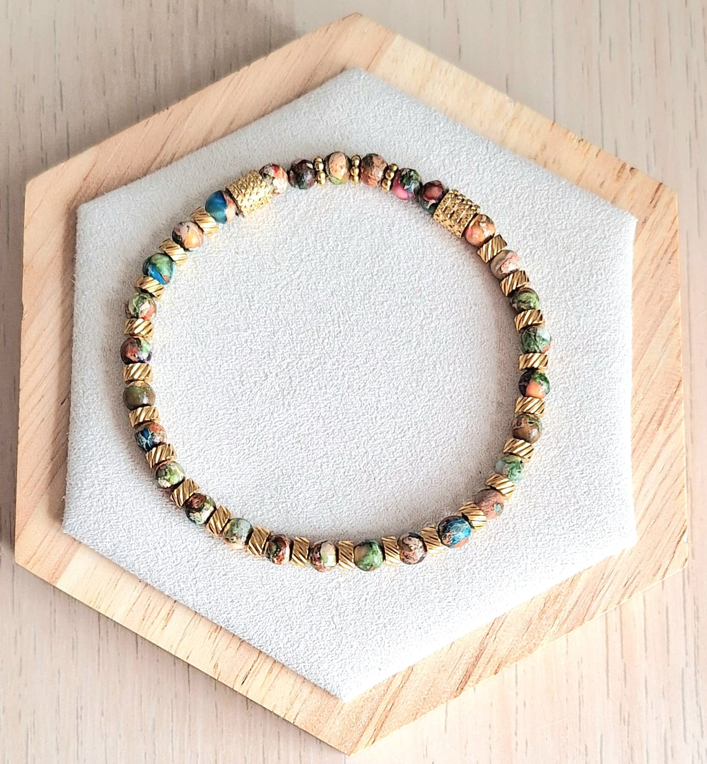 Bracelet femme | Jaspe impérial | Lithothérapie | acier inoxydable | Presqu'îles bijoux | 62800 LIEVIN