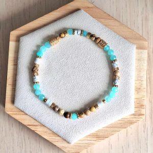 Bracelet femme | Amazonite facetté jaspe paysage et howlite | Lithothérapie | acier inoxydable | Presqu'îles bijoux | 62800 LIEVIN
