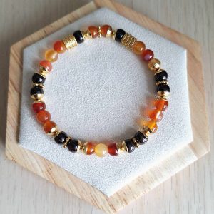 Bracelet femme | Grenat et cornaline | Lithothérapie | acier inoxydable | Presqu'îles bijoux | 62800 LIEVIN