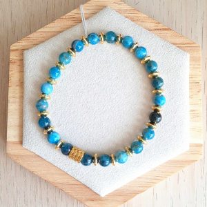 Bracelet femme | Apatite| Lithothérapie | acier inoxydable | Presqu'îles bijoux | 62800 LIEVIN