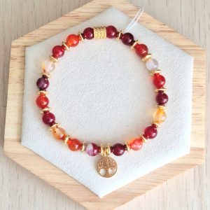 Bracelet femme | Agate rouge | Lithothérapie | acier inoxydable | Presqu'îles bijoux | 62800 LIEVIN