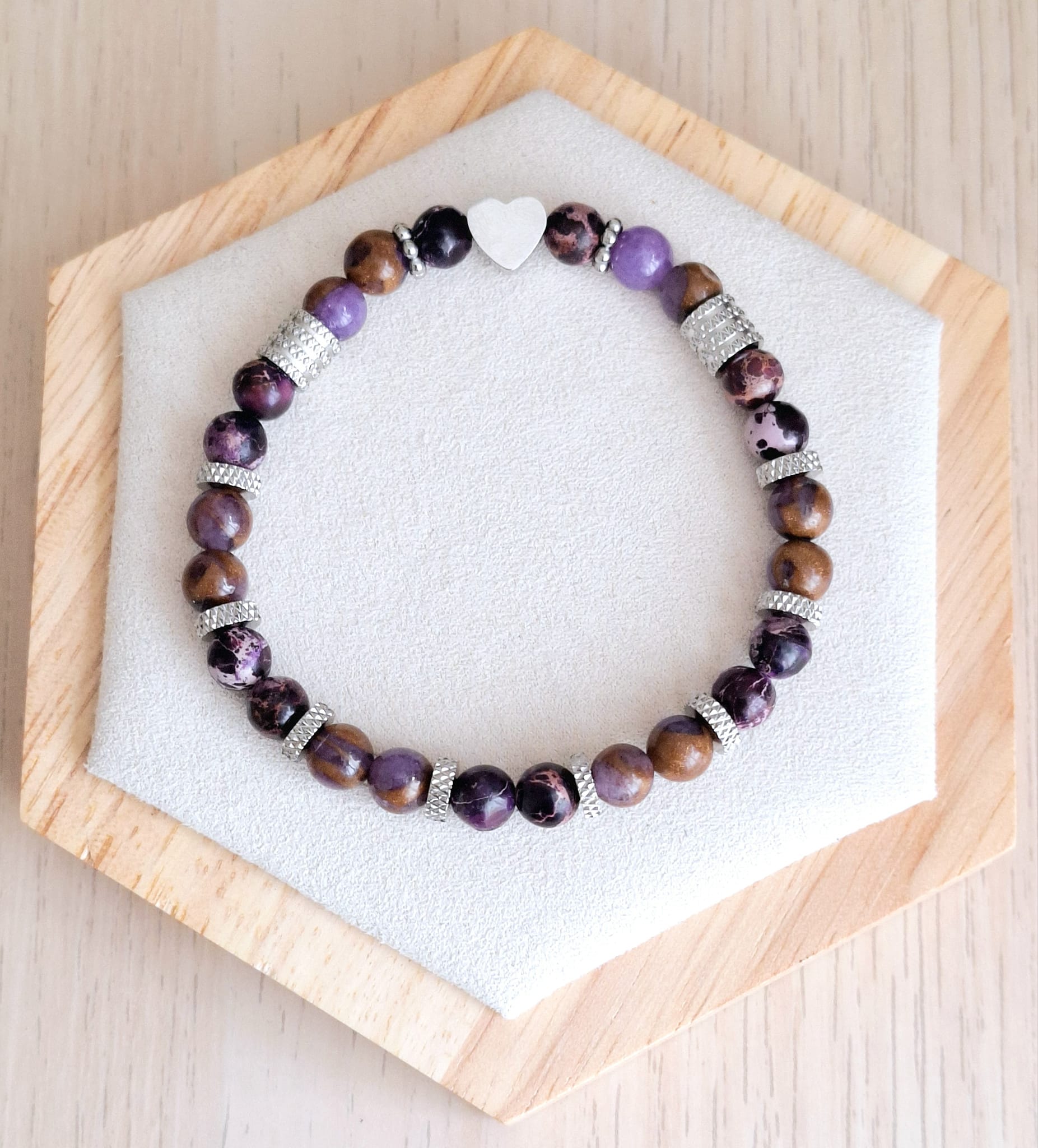 Bracelet femme | Jaspe impérial | Lithothérapie | acier inoxydable | Presqu'îles bijoux | 62800 LIEVIN