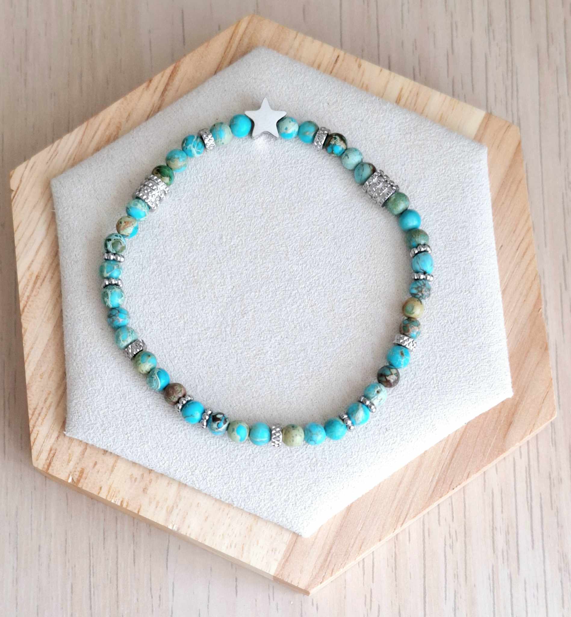 Bracelet femme | Jaspe impérial | Lithothérapie | acier inoxydable | Presqu'îles bijoux | 62800 LIEVIN