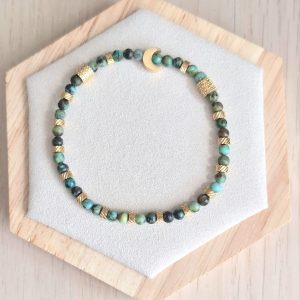 Bracelet femme | Turquoise africaine | Lithothérapie | acier inoxydable | Presqu'îles bijoux | 62800 LIEVIN