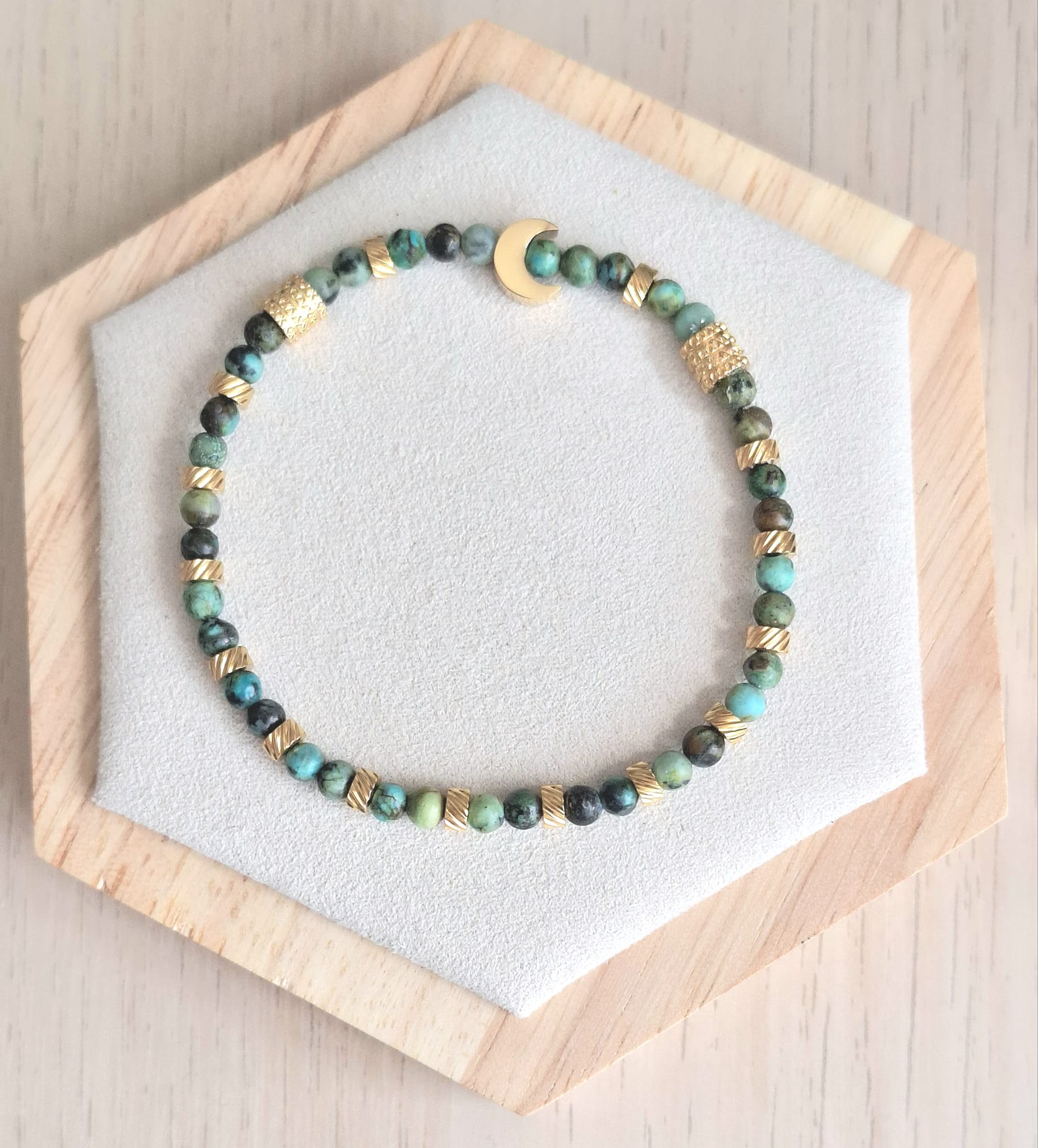 Bracelet femme | Turquoise africaine | Lithothérapie | acier inoxydable | Presqu'îles bijoux | 62800 LIEVIN