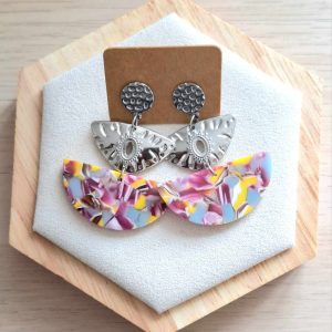 Boucles d'oreilles | acier inoxydable | acétate | Presqu'îles bijoux | 62800 LIEVIN
