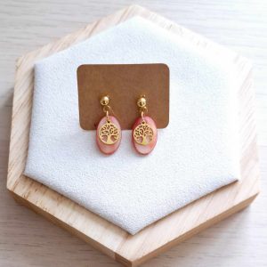 Boucles d'oreilles | Nacre | Lithothérapie | acier inoxydable | Presqu'îles bijoux | 62800 LIEVIN