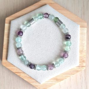 Bracelet femme | Fluorite | Lithothérapie | acier inoxydable | Presqu'îles bijoux | 62800 LIEVIN