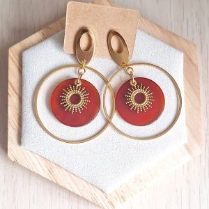 Boucles d'oreilles | Cornaline | Lithothérapie | acier inoxydable | Presqu'îles bijoux | 62800 LIEVIN