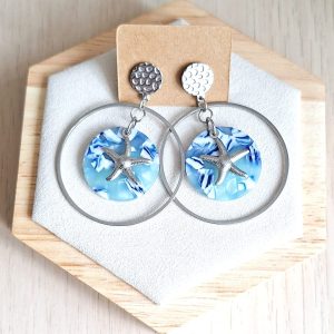Boucles d'oreilles | acier inoxydable | acétate | Presqu'îles bijoux | 62800 LIEVIN