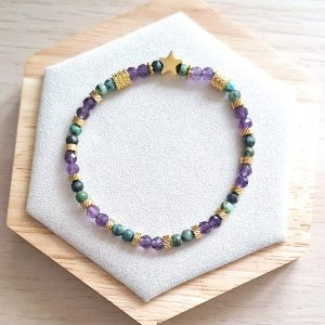 Bracelet femme | Améthyste facetté et turquoise africaine | Lithothérapie | acier inoxydable | Presqu'îles bijoux | 62800 LIEVIN