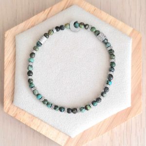Bracelet femme | Turquoise africaine | Lithothérapie | acier inoxydable | Presqu'îles bijoux | 62800 LIEVIN