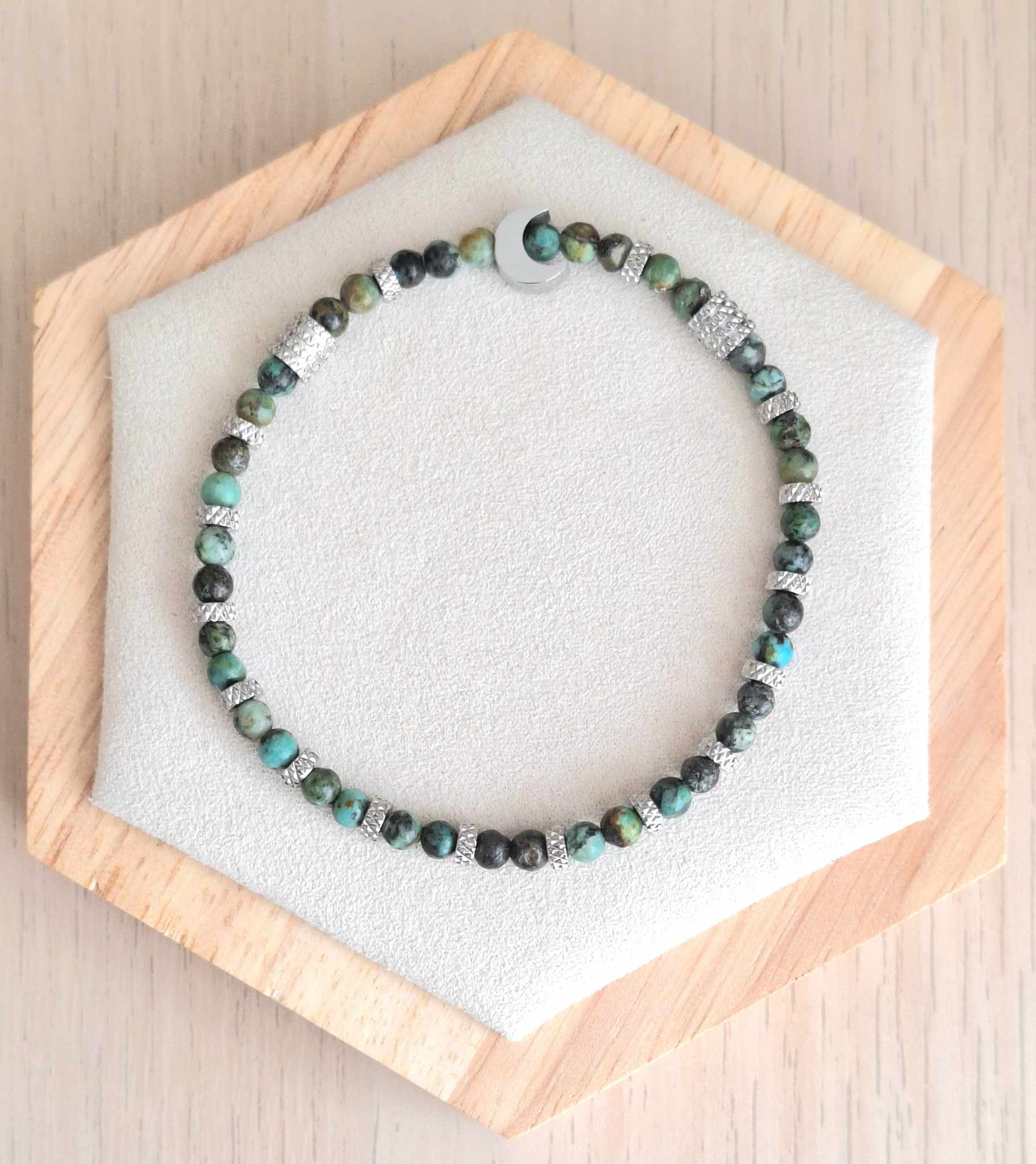 Bracelet femme | Turquoise africaine | Lithothérapie | acier inoxydable | Presqu'îles bijoux | 62800 LIEVIN