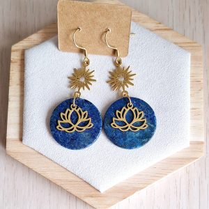 Boucles d'oreilles | Lapis lazuli | Lithothérapie | acier inoxydable | Presqu'îles bijoux | 62800 LIEVIN