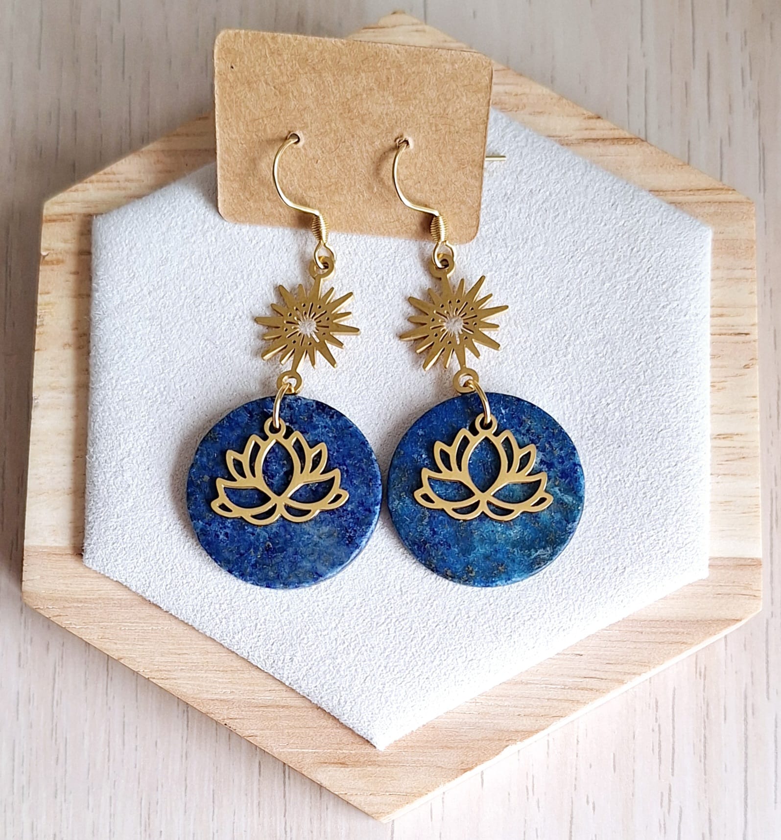 Boucles d'oreilles | Lapis lazuli | Lithothérapie | acier inoxydable | Presqu'îles bijoux | 62800 LIEVIN