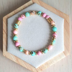 Bracelet femme | Howlite coquillage | Lithothérapie | acier inoxydable | Presqu'îles bijoux | 62800 LIEVIN