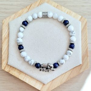 Bracelet femme | Lapis Lazuli AA+ et howlite | Lithothérapie | acier inoxydable | Presqu'îles bijoux | 62800 LIEVIN
