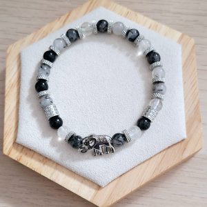 Bracelet femme | Quartz Tourmaline | Lithothérapie | acier inoxydable | Presqu'îles bijoux | 62800 LIEVIN