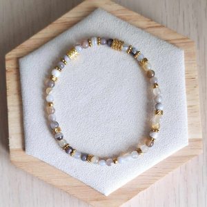 Bracelet femme | Agate de Botswana | Lithothérapie | acier inoxydable | Presqu'îles bijoux | 62800 LIEVIN