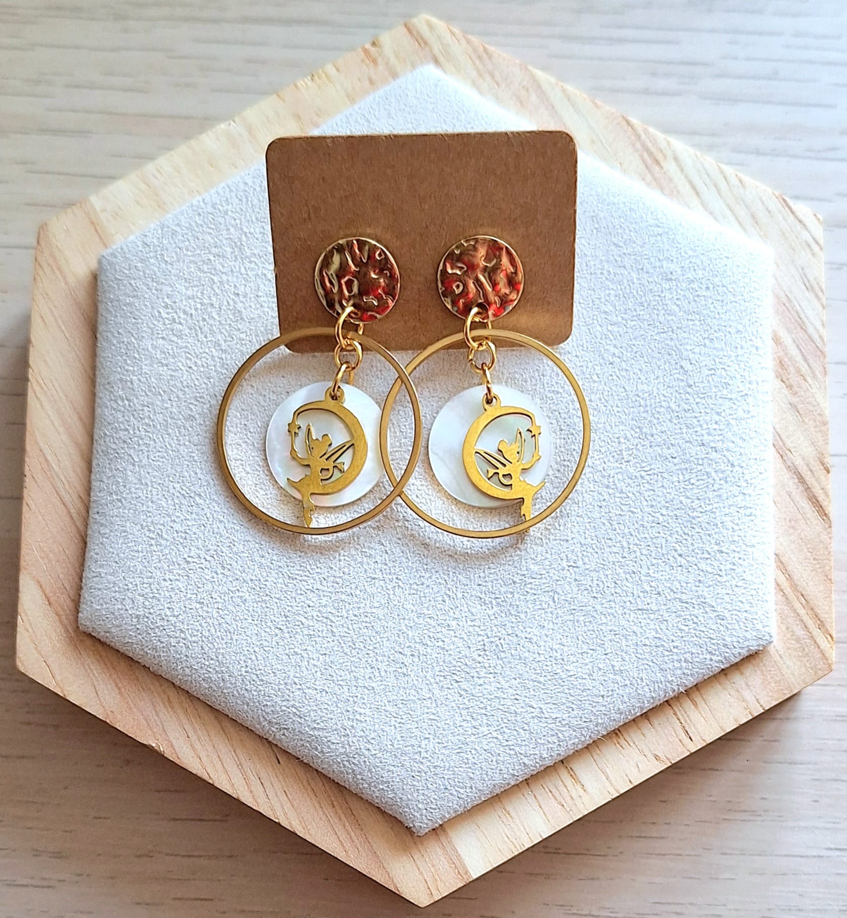 Boucles d'oreilles | Nacre | Lithothérapie | acier inoxydable | Presqu'îles bijoux | 62800 LIEVIN