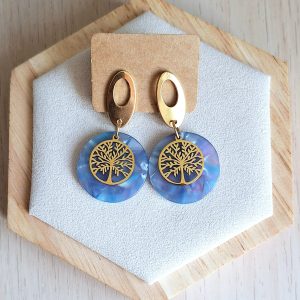 Boucles d'oreilles | acier inoxydable | acétate | Presqu'îles bijoux | 62800 LIEVIN