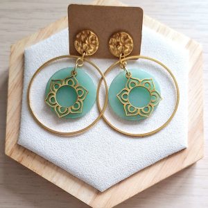 Boucles d'oreilles | Aventurine | Lithothérapie | acier inoxydable | Presqu'îles bijoux | 62800 LIEVIN