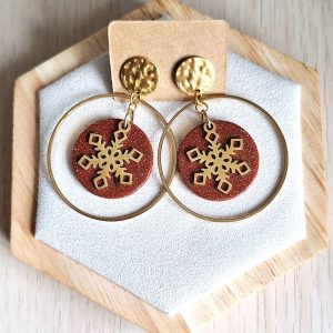 Boucles d'oreilles | acier inoxydable | imitation pierre de soleil | Presqu'îles bijoux | 62800 LIEVIN