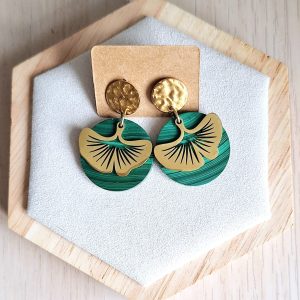 Boucles d'oreilles | Malachite | Lithothérapie | acier inoxydable | Presqu'îles bijoux | 62800 LIEVIN