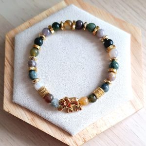 Bracelet femme | Agate indienne | Lithothérapie | acier inoxydable | Presqu'îles bijoux | 62800 LIEVIN
