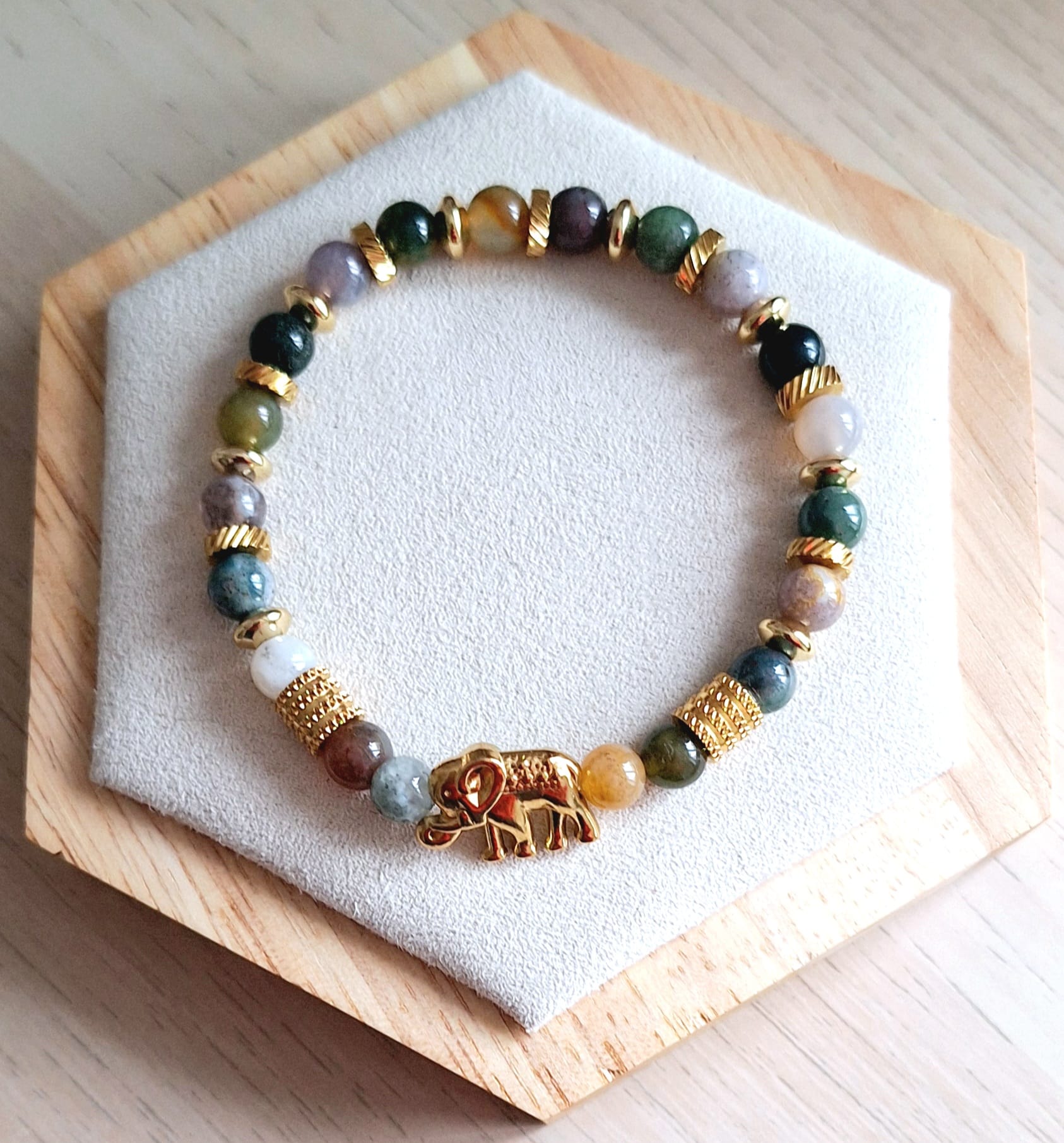 Bracelet femme | Agate indienne | Lithothérapie | acier inoxydable | Presqu'îles bijoux | 62800 LIEVIN