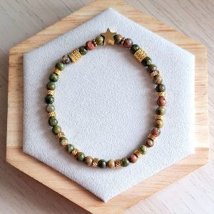 Bracelet femme | Unakite | Lithothérapie | acier inoxydable | Presqu'îles bijoux | 62800 LIEVIN