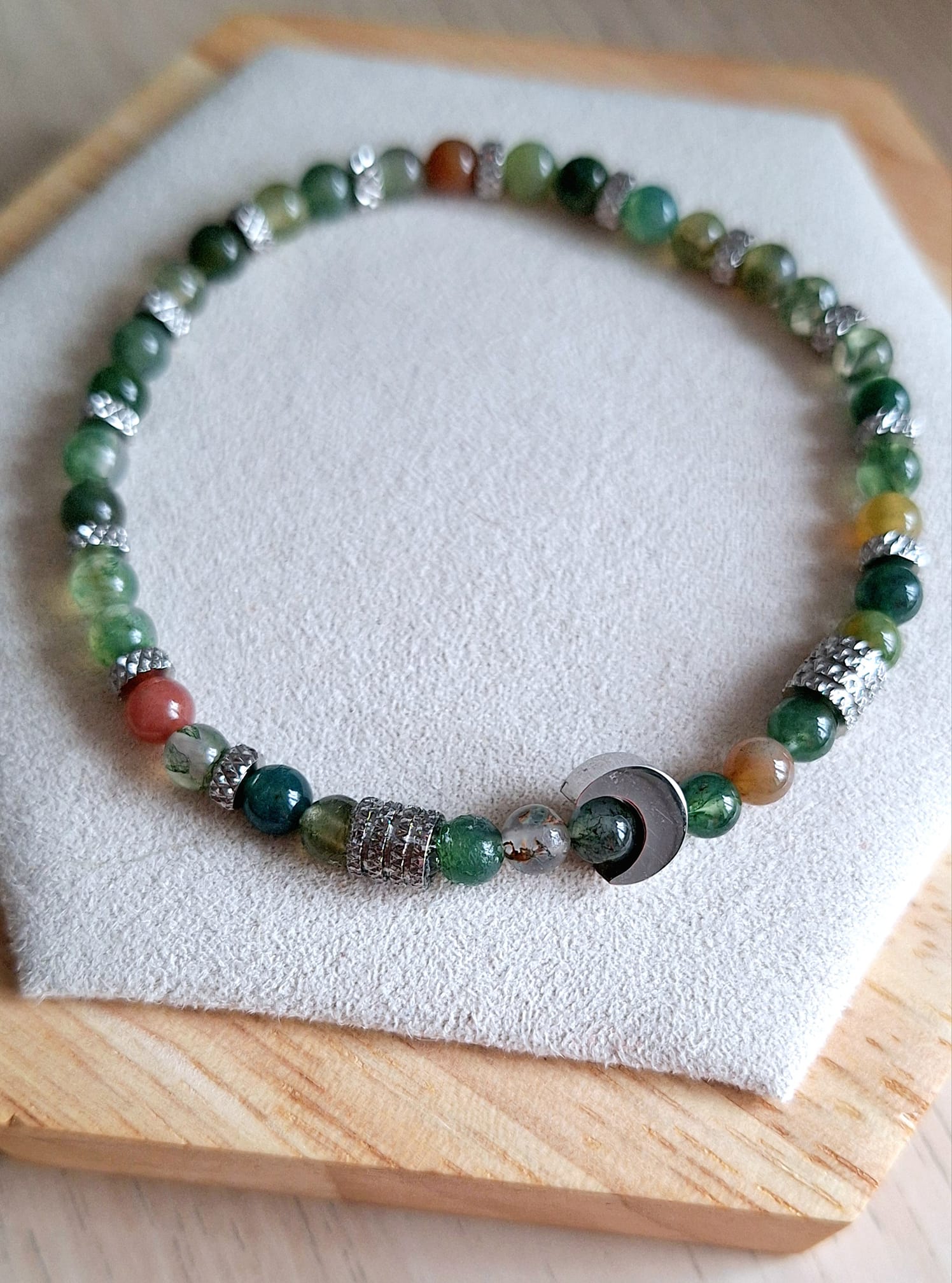 Bracelet femme | Agate indienne | Lithothérapie | acier inoxydable | Presqu'îles bijoux | 62800 LIEVIN