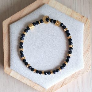 Bracelet femme | Pierre de sable bleu | Lithothérapie | acier inoxydable | Presqu'îles bijoux | 62800 LIEVIN