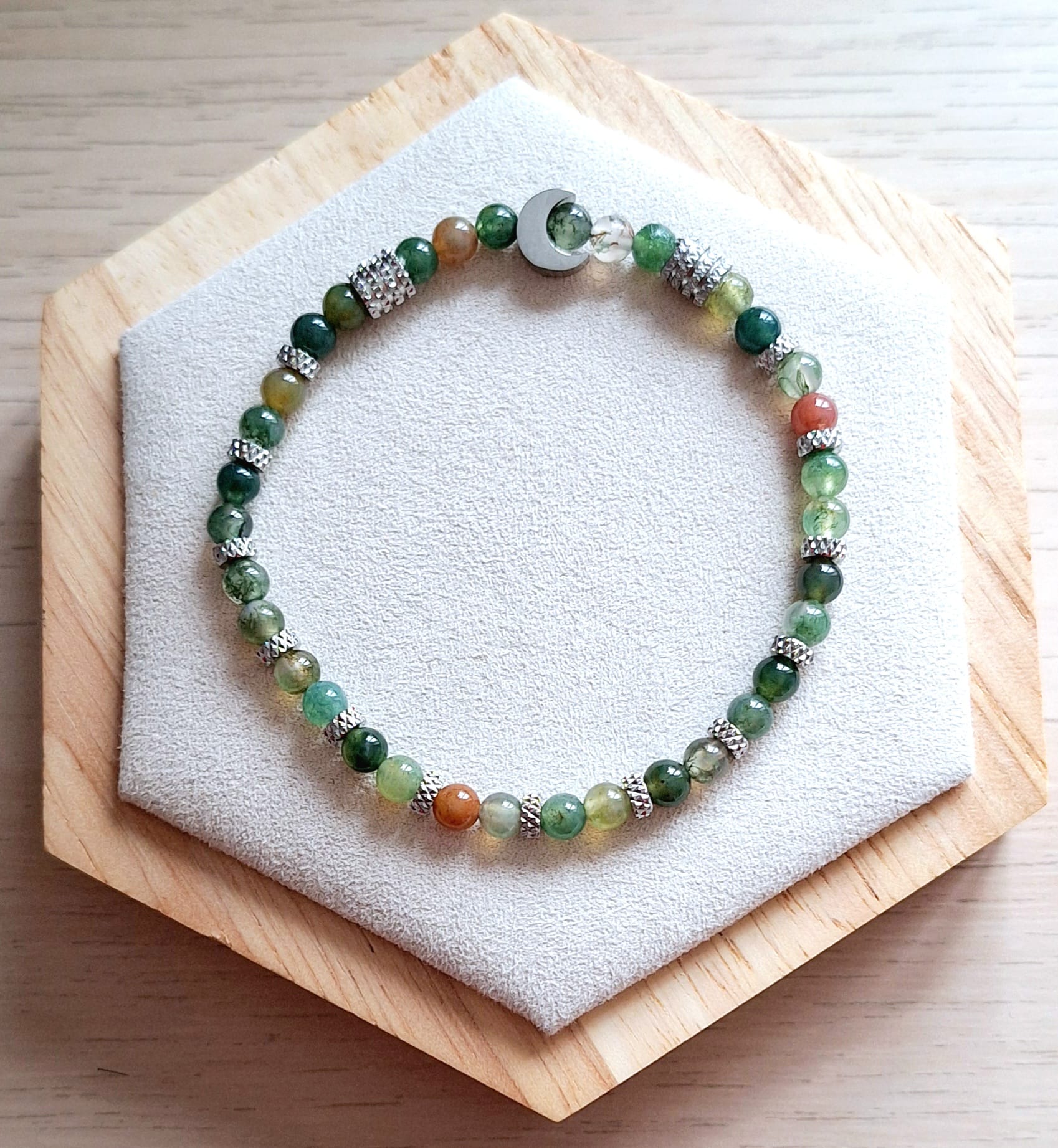 Bracelet femme | Agate indienne | Lithothérapie | acier inoxydable | Presqu'îles bijoux | 62800 LIEVIN