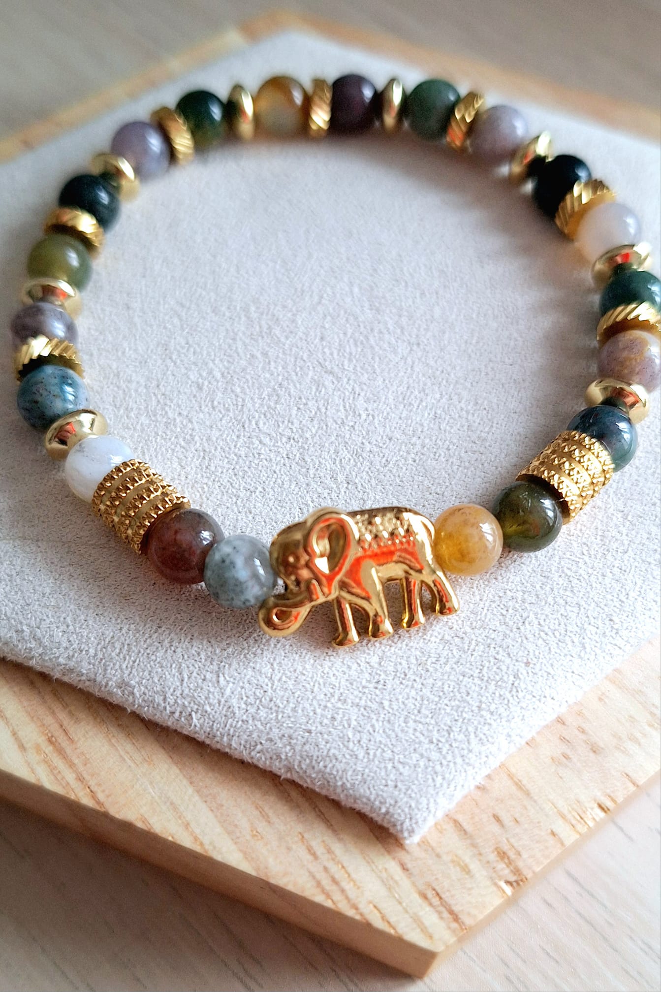 Bracelet femme | Agate indienne | Lithothérapie | acier inoxydable | Presqu'îles bijoux | 62800 LIEVIN