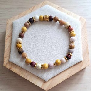 Bracelet femme | Jaspe mokaïte | Lithothérapie | acier inoxydable | Presqu'îles bijoux | 62800 LIEVIN