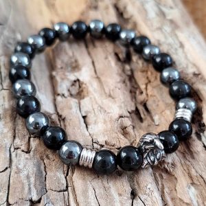Bracelet homme | Obsidienne œil céleste AA er hématite | Lithothérapie | acier inoxydable | Presqu'îles bijoux | 62800 LIEVIN