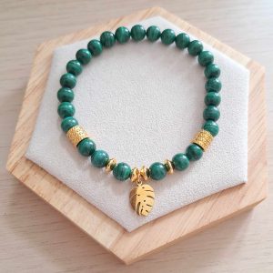 Bracelet femme | malachite AA+* | Lithothérapie | acier inoxydable | Presqu'îles bijoux | 62800 LIEVIN