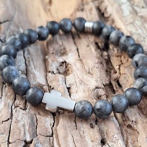 Bracelet homme | Labradorite dark | Lithothérapie | acier inoxydable | Presqu'îles bijoux | 62800 LIEVIN