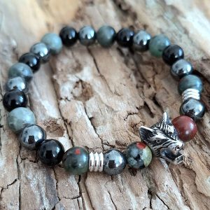 Bracelet homme | Onyx jaspe héliotrope hématite | Lithothérapie | Presqu'îles bijoux | 62800 LIEVIN