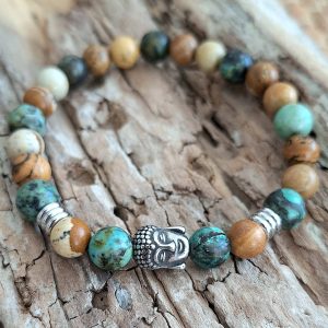 Bracelet homme | Jaspe paysage turquoise africaine | Lithothérapie | Presqu'îles bijoux | 62800 LIEVIN