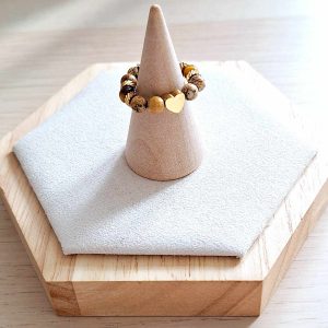 Bague femme | œil de tigre jaspe paysage | Lithothérapie | acier inoxydable | Presqu'îles bijoux | 62800 LIEVIN